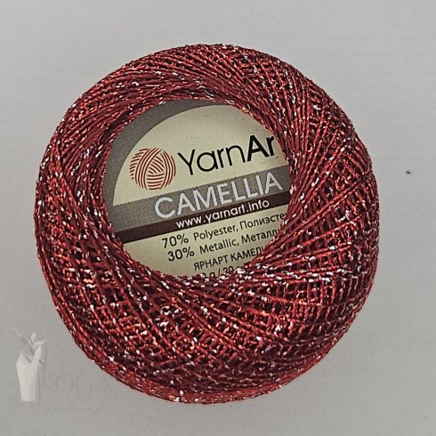 YarnArt Camelia 25 g piros fém szállal 
